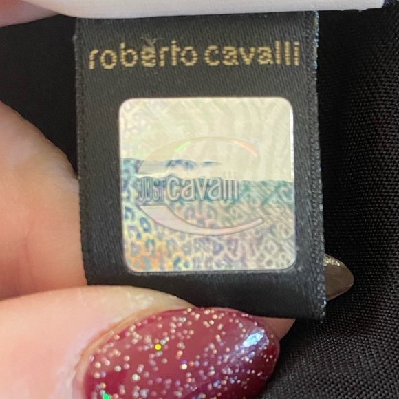 Just Cavalli Black with Animal Print Panel Stretch Front Night Out Dress SZ 40 - Picture 9 of 10